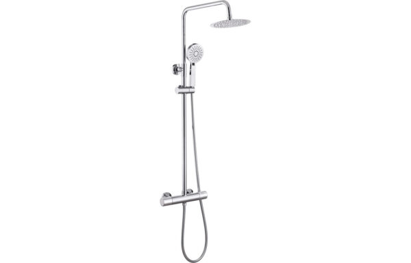 Plash Cool-Touch Thermostatic Mixer Shower w/Riser & Overhead Kit - Chrome