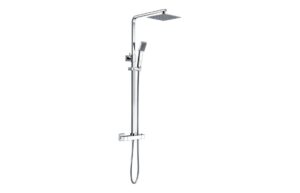 Square Thermostatic Bar Mixer w/Riser Kit - Chrome