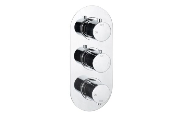 Grove Thermostatic Two Outlet Triple Shower Valve - Chrome