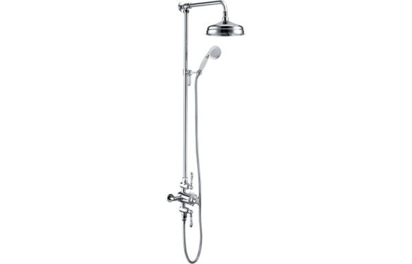 Beverley Traditional Exposed Two Outlet Shower Valve w/Riser Kit & Overhead - Chrome