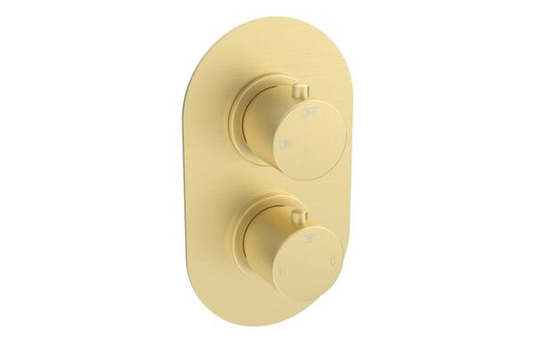 Grove Thermostatic Single Outlet Twin Shower Valve - Brushed Brass