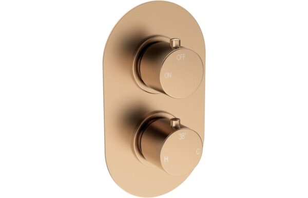 Grove Thermostatic Single Outlet Twin Shower Valve - Brushed Bronze