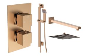 Ashby Square Shower Valve & Kit Pack 3 - Brushed Bronze