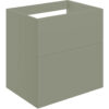 Cuffley 590mm Wall Hung 2 Drawer Basin Unit (No Top) - Matt Olive Green