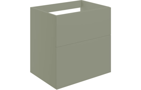 Cuffley 590mm Wall Hung 2 Drawer Basin Unit (No Top) - Matt Olive Green
