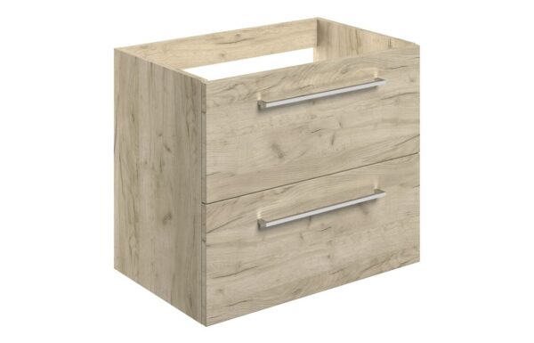 Malvern 590mm Wall Hung 2 Drawer Basin Unit (No Top) - Oak