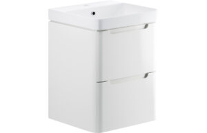 Hertford 500mm 2 Drawer Wall Hung Cloakroom Basin Unit - White Gloss