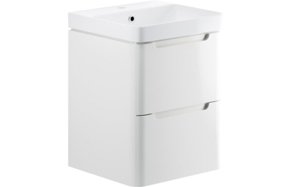 Hertford 500mm 2 Drawer Wall Hung Cloakroom Basin Unit - White Gloss