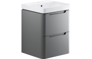 Hertford 500mm 2 Drawer Wall Hung Cloakroom Basin Unit - Matt Grey