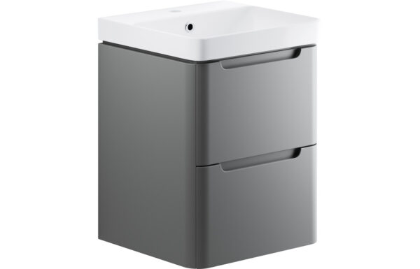 Hertford 500mm 2 Drawer Wall Hung Cloakroom Basin Unit - Matt Grey