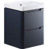 Hertford 500mm 2 Drawer Wall Hung Cloakroom Basin Unit - Matt Indigo