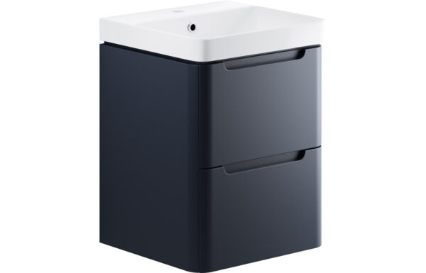 Hertford 500mm 2 Drawer Wall Hung Cloakroom Basin Unit - Matt Indigo