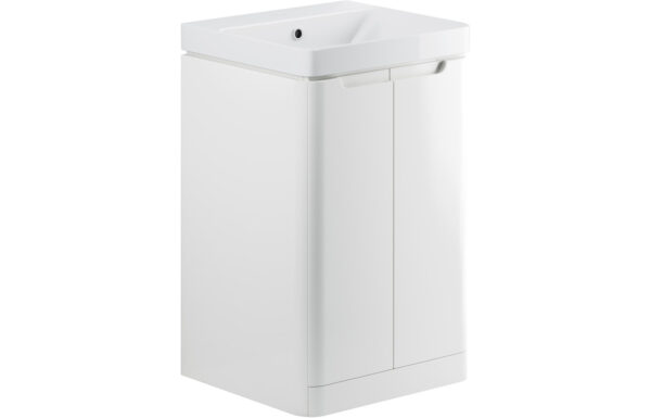 Hertford 500mm 2 Door Floor Standing Cloakroom Basin Unit - White Gloss