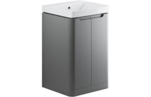 Hertford 500mm 2 Door Floor Standing Cloakroom Basin Unit - Matt Grey