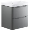 Hertford 605mm 2 Drawer Wall Hung Basin Unit - Matt Grey