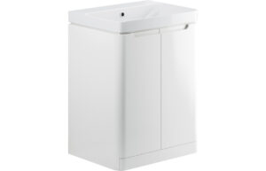 Hertford 605mm 2 Door Floor Standing Basin Unit - White Gloss