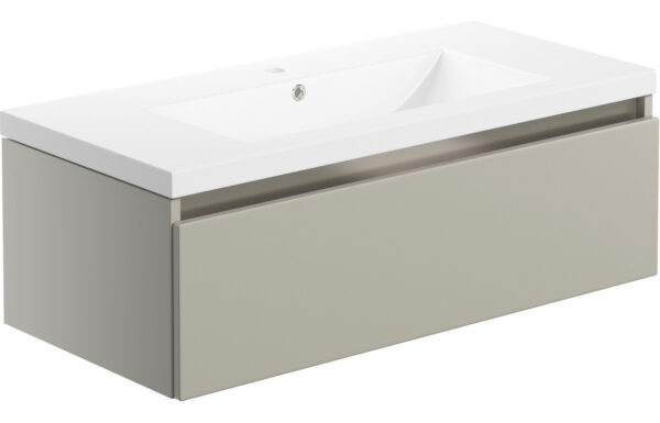 Stevenage 815mm 1 Drawer Wall Hung Basin Unit Inc. Basin - Matt Latte