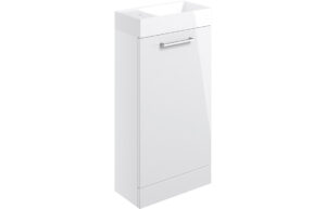 Malvern 410mm Floor Standing 1 Door Basin Unit & 1TH Basin - White Gloss