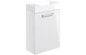 Malvern 410mm Wall Hung 1 Door Basin Unit & 1TH Basin - White Gloss