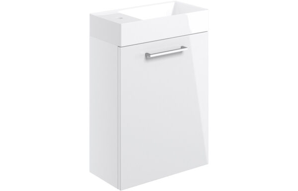 Malvern 410mm Wall Hung 1 Door Basin Unit & 1TH Basin - White Gloss