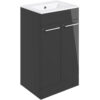 Malvern 510mm Floor Standing 2 Door Basin Unit & 1TH Thin Edge Basin - Anthracite Gloss