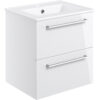 Malvern 510mm Wall Hung 2 Drawer Basin Unit & 1TH Thin Edge Basin - White Gloss