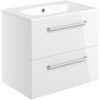Malvern 610mm Wall Hung 2 Drawer Basin Unit & 1TH Thin Edge Basin - White Gloss