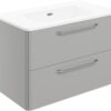 Knebworth 810mm 2 Drawer Wall Unit & Basin - Grey Gloss