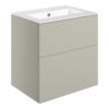 Cuffley 610mm Wall Hung 2 Drawer Basin Unit & 1TH Basin - Matt Latte