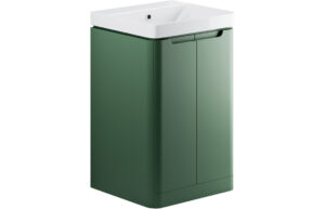 Hertford 500mm 2 Door Floor Standing Cloakroom Basin Unit - Matt Sage Green