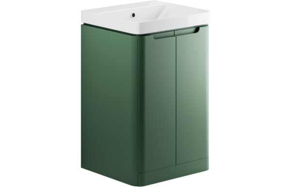 Hertford 500mm 2 Door Floor Standing Cloakroom Basin Unit - Matt Sage Green