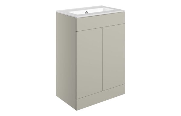 Cuffley 610mm Floor Standing 2 Door Basin Unit & 1TH Basin - Matt Latte