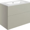 Cuffley 815mm Wall Hung 2 Drawer Basin Unit & 1TH Basin - Matt Latte