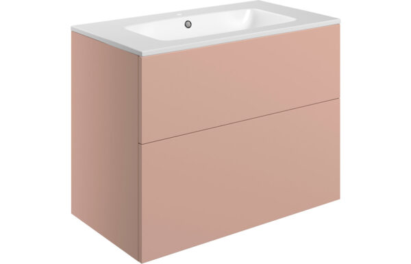 Cuffley 815mm Wall Hung 2 Drawer Basin Unit & 1TH Basin - Matt Antique Rose