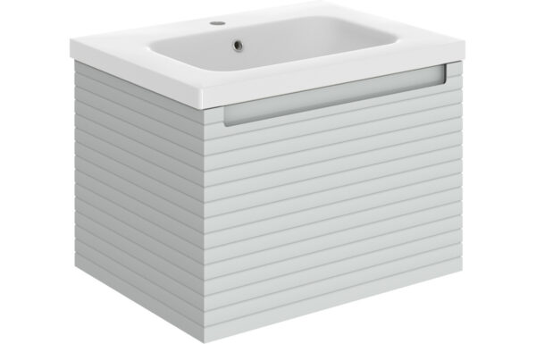 Hatfield 615mm Wall Hung 1 Drawer Basin Unit & 1TH Basin - Matt Mineral Grey