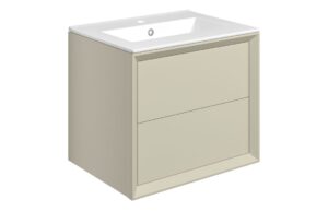 Harpenden 615mm Wall Hung 2 Drawer Basin Unit & 1TH Thin Edge Basin - Matt Cotton