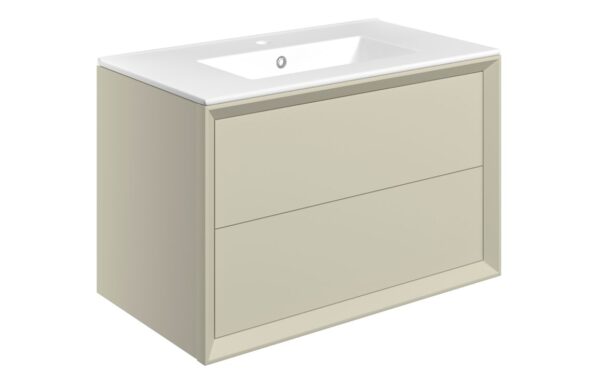 Harpenden 815mm Wall Hung 2 Drawer Basin Unit & 1TH Thin Edge Basin - Matt Cotton