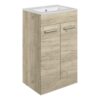 Malvern 510mm Floor Standing 2 Door Basin Unit & 1TH Thin Edge Basin - Oak