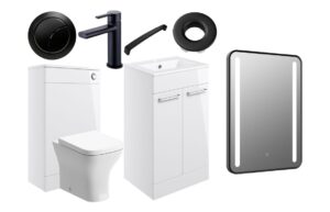 Malvern 510mm F/S Furniture Pack - White Gloss w/Black Finishes