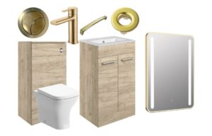 Malvern 510mm F/S Furniture Pack - Oak w/Brushed Brass Finishes