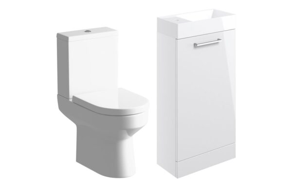 Malvern 410mm F/S Basin Unit & C/C Toilet Pack - White Gloss