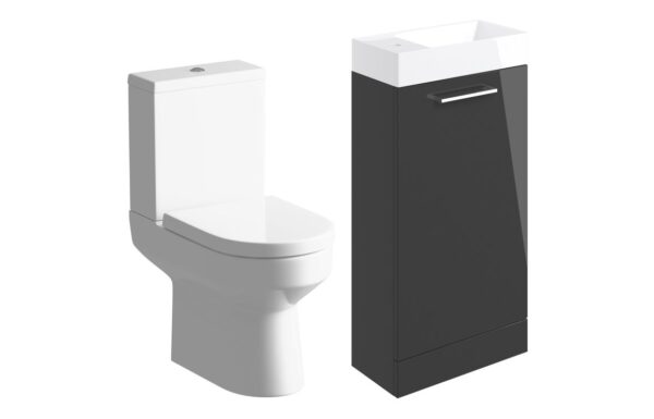 Malvern 410mm F/S Basin Unit & C/C Toilet Pack - Anthracite Gloss