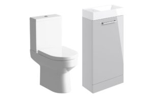 Malvern 410mm F/S Basin Unit & C/C Toilet Pack - Grey Gloss