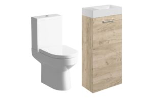 Malvern 410mm F/S Basin Unit & C/C Toilet Pack - Oak