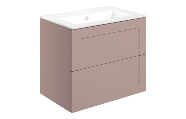 Benington 615mm Wall Hung 2 Drawer Basin Unit & Basin - Matt Peony