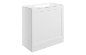 Benington 815mm Floor Standing 2 Door Basin Unit & Basin - Matt White