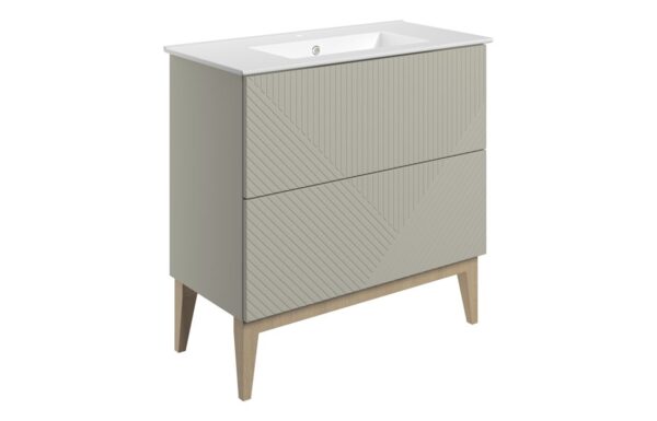 Datchworth 815mm Floor Standing 2 Drawer Basin Unit & Basin - Matt Oat