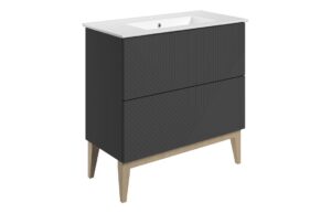Datchworth 815mm Floor Standing 2 Drawer Basin Unit & Basin - Matt Graphite Grey
