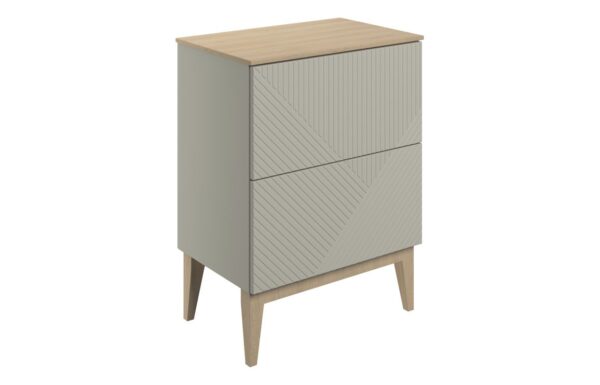Datchworth 610mm Floor Standing 2 Drawer Basin Unit & Maple Oak Effect Worktop - Matt Oat