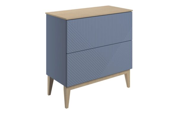 Datchworth 810mm Floor Standing 2 Drawer Basin Unit & Maple Oak Effect Worktop - Matt Smoke Blue
